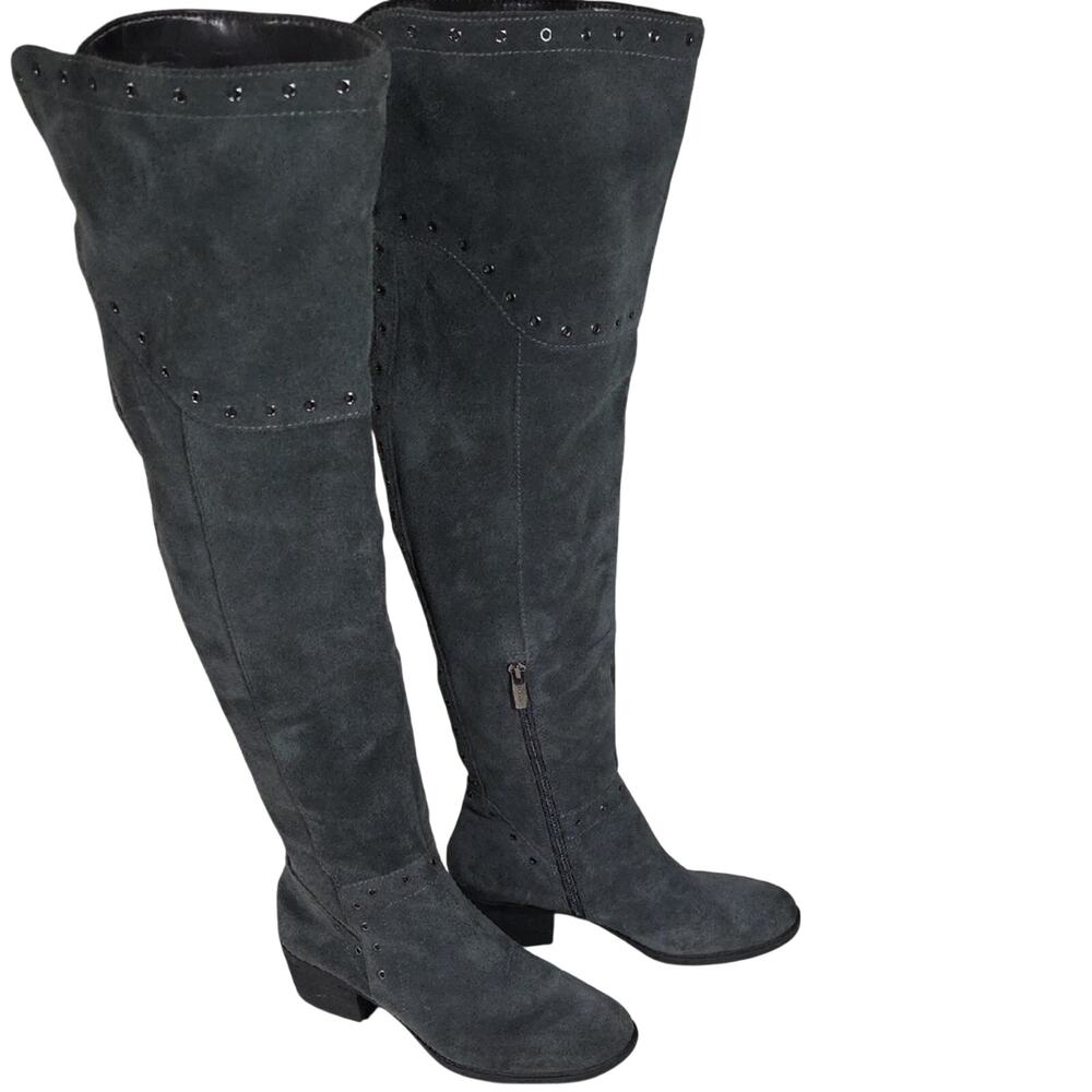 Vince Camuto Bestan Granite Peak Grey Suede Over-the-Knee Boots Womens 6.5